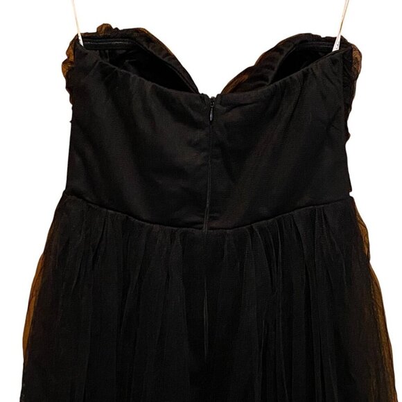 Lulus Tulle Strapless Maxi Dress Black Lined Wedding Prom Gala - Picture 7 of 15